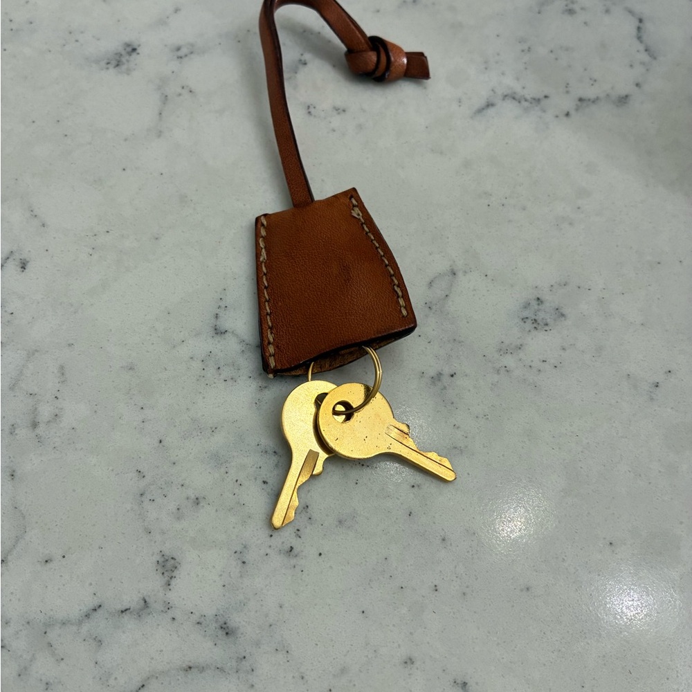 Celine Brown Leather Key Holder with two keys